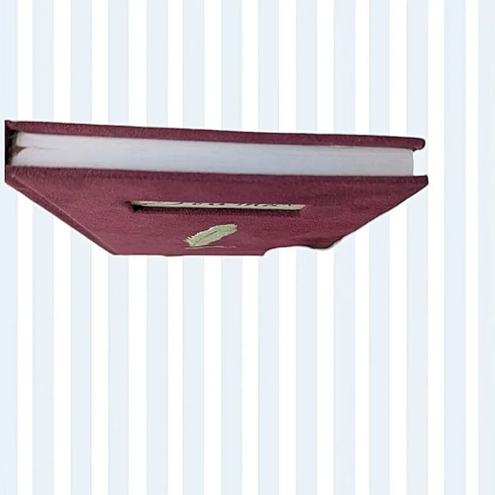 Burgundy Velvet Covered Embroidered Lined Journal With Ribbon Bookmark